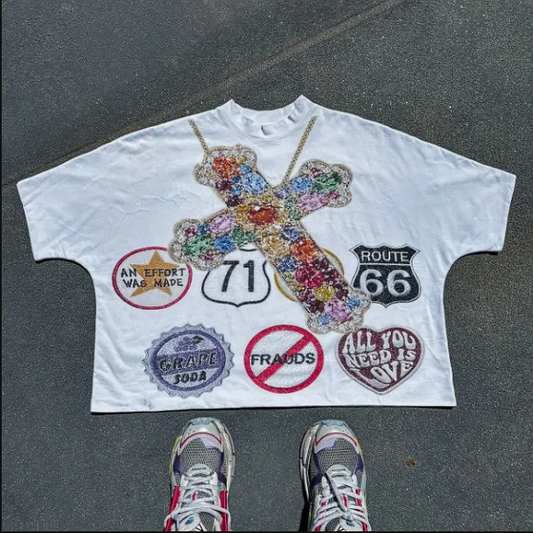 Cross Glitter Graphic Tee